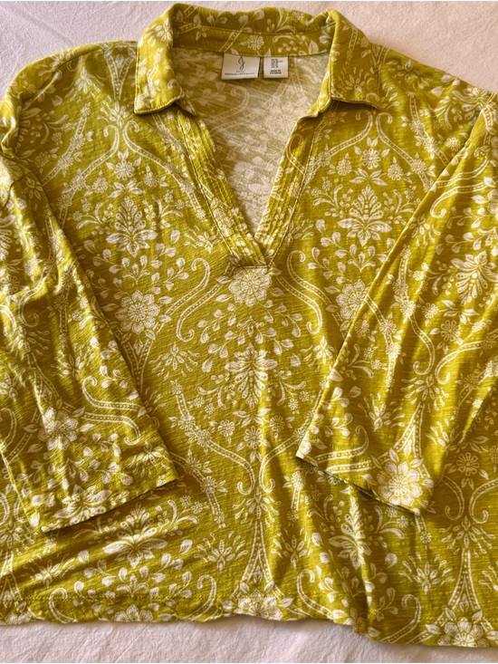 Joie Tops - Joie Yellow-Green Paisley V-Neck Tunic